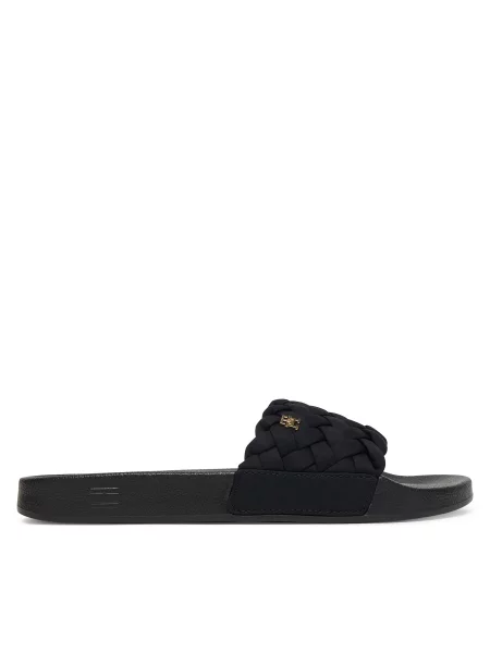Papuci Tommy Hilfiger țesuți negru