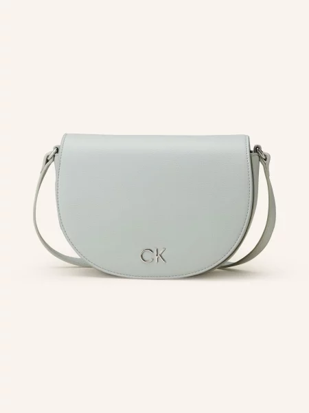 Lniana torebka Calvin Klein miętowa