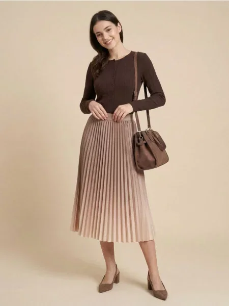 Плісована міні спідниця омбре бежевий