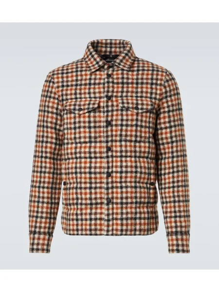 Volnene puhovka Moncler Grenoble s karirastim vzorcem