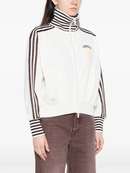 Pruhované kalhoty Adidas s potiskem černé