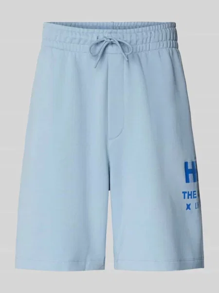 Szorty z dzianiny dresowej z elastycznym pasem model ‘Nesisho’ Hugo Blue