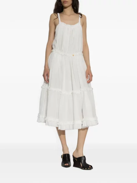Rochie midi Balmain cu volane alb
