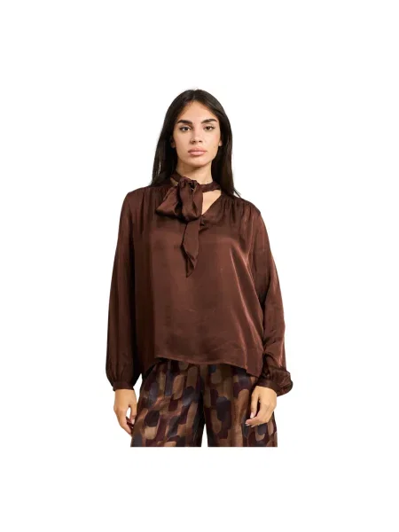 Bluzka Manila Grace z kokardką brązowa