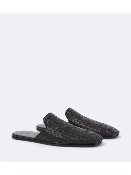 Pantaloni palazzo Bottega Veneta din piele negru