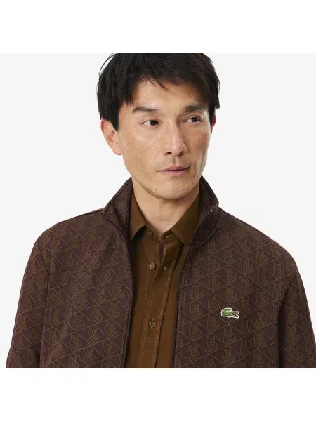 Жакардова куртка Lacoste для бігу коричнева