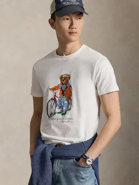 Polo Ralph Lauren Koszulki Mężczyzna S Classic Fit Polo Bear Jersey T-Shirt biały