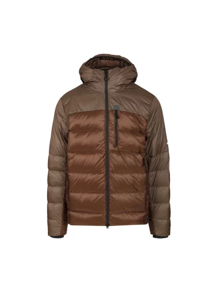 Kurtka puchowa The North Face z kapturem brązowa
