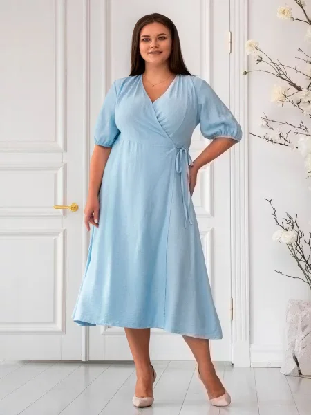 Сукня міді RiMari віскоза/модал блакитний