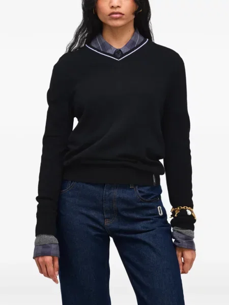 Pulover Marc Jacobs cu decolteu în V negru