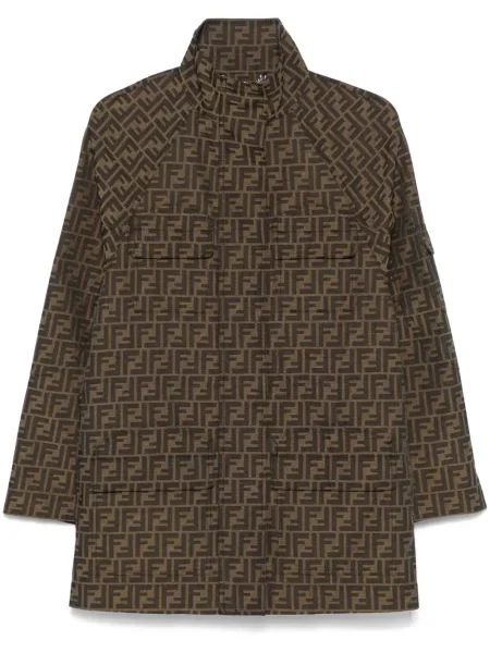 Palton Fendi din canvas maro
