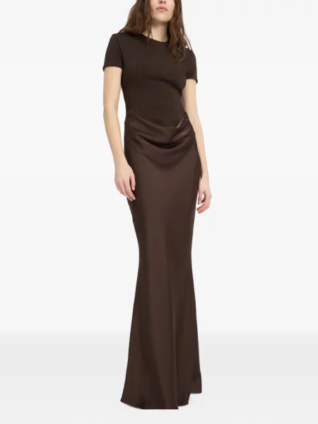 Rochie maxi Rotate Birger Christensen drapată maro