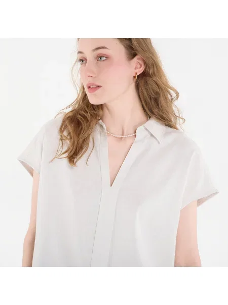Ľanová klasická džínsová košeľa Calvin Klein béžová