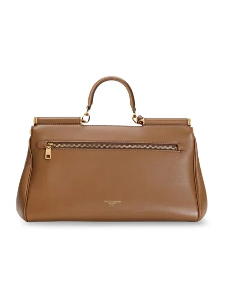 Torebka skórzana Dolce And Gabbana skórzana elegancka brązowa