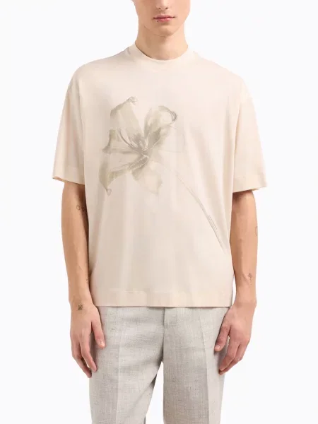 Футболка Emporio Armani из лиоцела бежевая