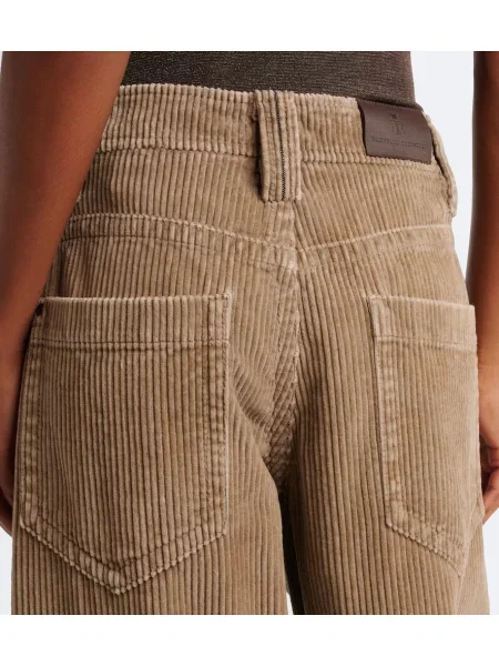Pantaloni Brunello Cucinelli de catifea cord bej