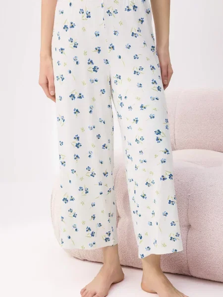 Trendyol Pantaloni de pijama bleumarin / albastru deschis / verde iarbă alb