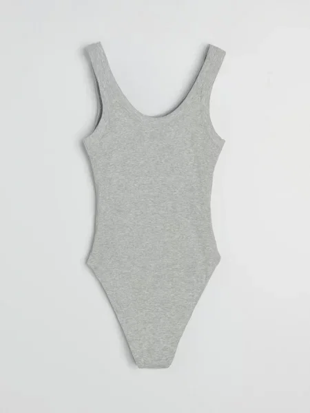 Боді на бретелях сірий