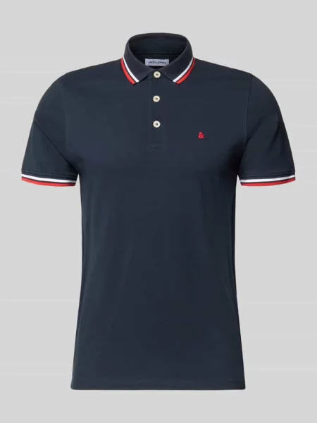 Koszulka polo o kroju slim fit z dodatkiem model ‘Paulos’ Jack & Jones granatowe