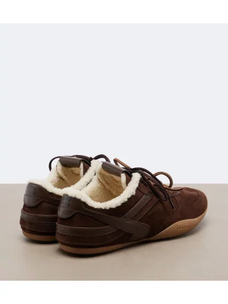 Sneakerși Miu Miu din piele de căprioară maro