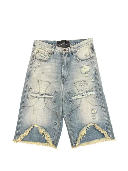 Pantaloni scurți din denim Sekrit zdrențuiți albastru