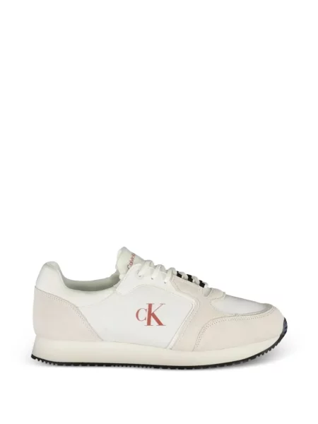 Sneakerși Calvin Klein din piele de căprioară cu imagine alb
