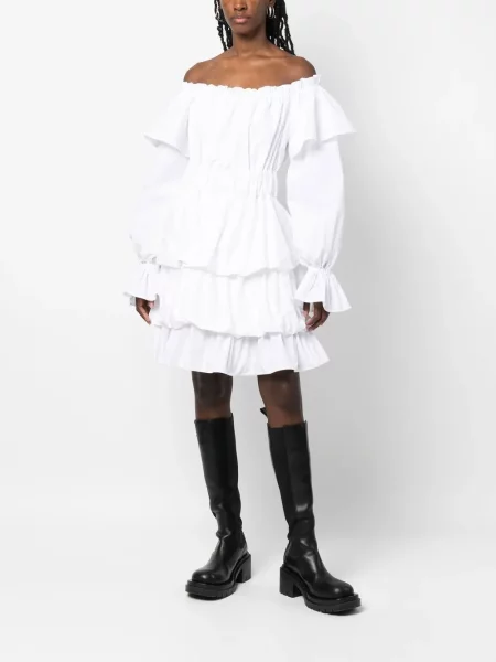 Kostiumas mini mini suknelė Philipp Plein pakopinis balta