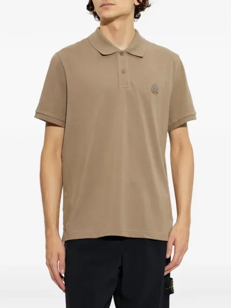 Tricou polo Moose Knuckles cu autograf maro