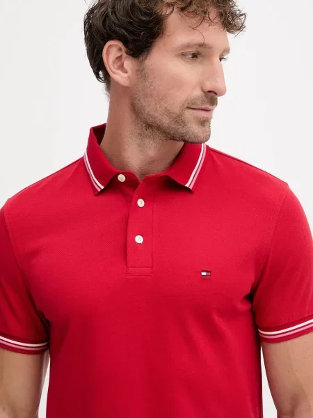Tommy Hilfiger polo gładki czerwony