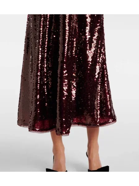 Rochie midi Self-portrait până la genunchi de costum maro