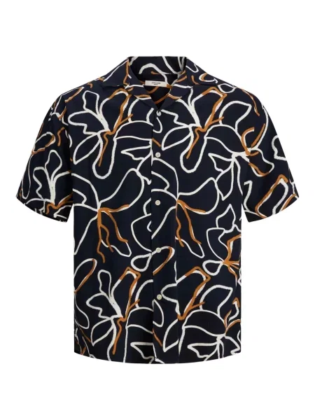 JACK & JONES Cămașă JPRBLADrew albastru marin / maro alb