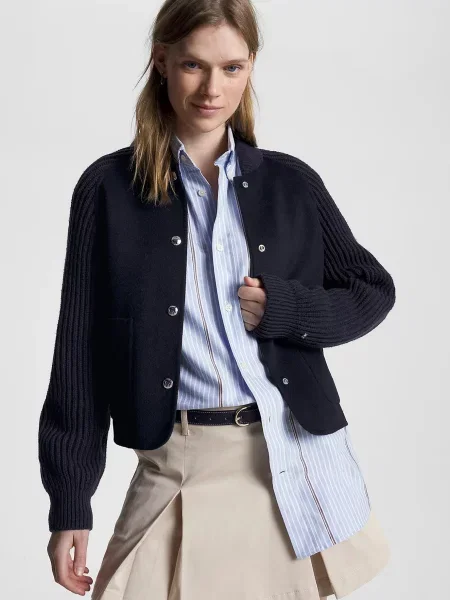 Вовняний бомбер Tommy Hilfiger синій