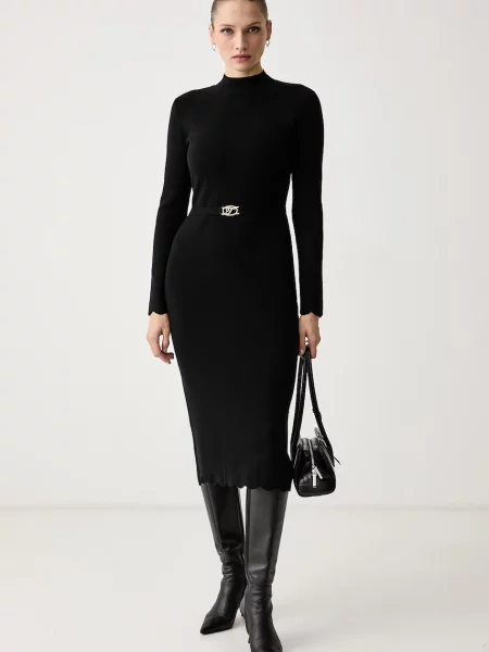Twinset rochie tricotată cu lână negru