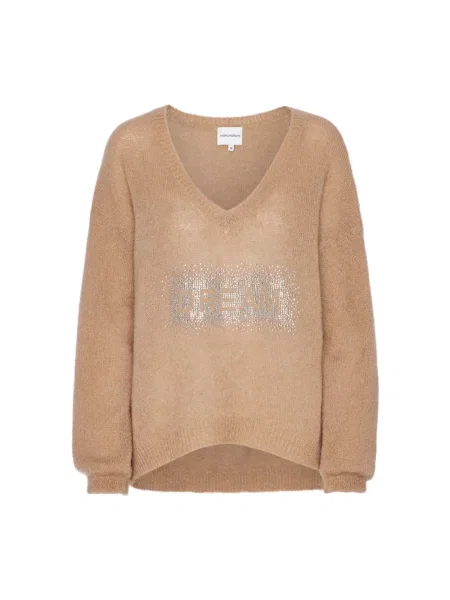 Sweter American Dreams wełniany brązowy