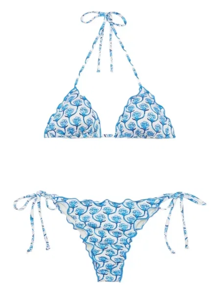 Bikini Mc2 Saint Barth w kwiatki z nadrukiem niebieski