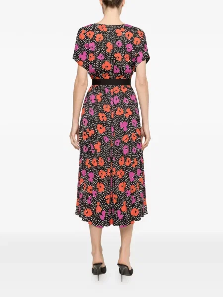 Rochie midi Nissa cu model floral cu imagine negru