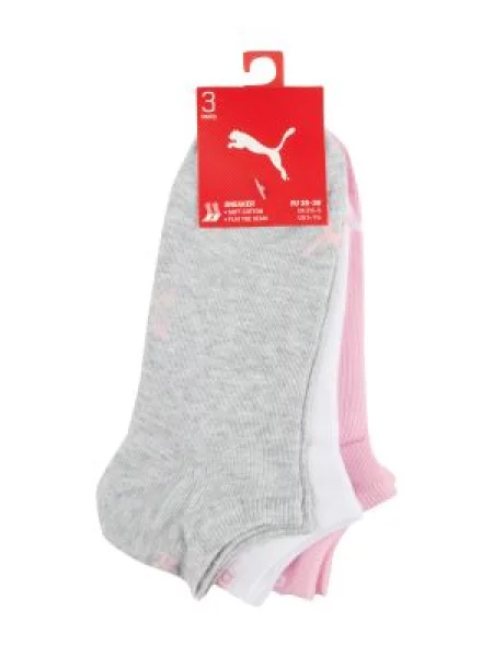 Krótkie skarpety z detalami z logo w zestawie 3 szt. Puma różowe