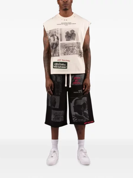 Pantaloni scurți Bldg4 cu imagine negru