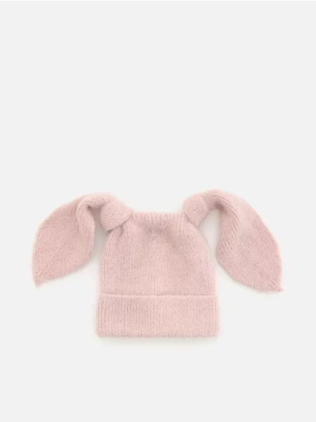 Reserved Čiapka beanie s uškami pastelová ružová