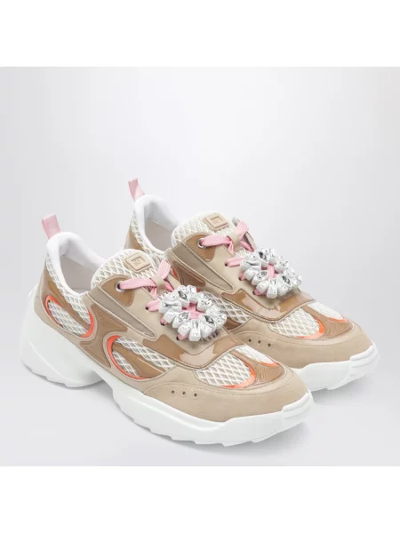 Sneakersy Roger Vivier sznurowane skórzane beżowe