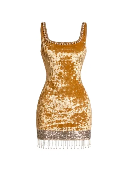 Mini suknelė International Appeal su perlais velvetinė