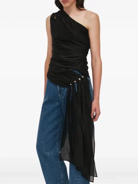 Udrapować top Aje asymetryczny drapowany czarny