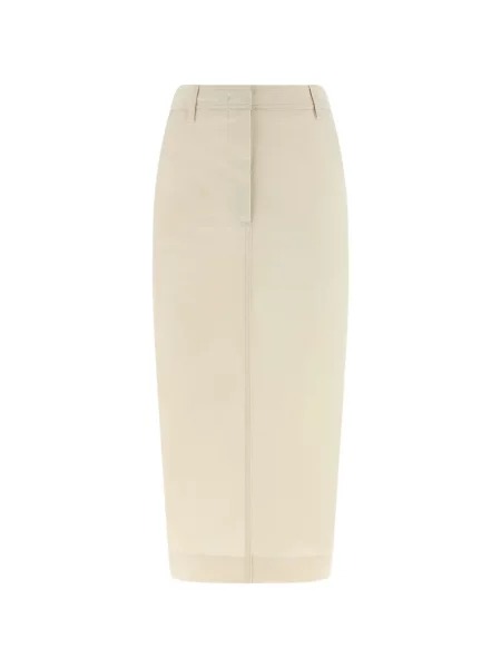 Fustă midi Thelatest până la genunchi alb