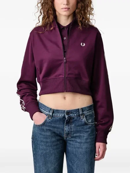 Φούτερ με φερμουάρ Fred Perry με κέντημα μωβ