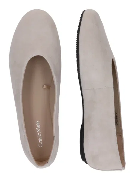 Semišové baleríny Calvin Klein BALLERINA ROUND HW SUE béžová