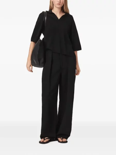 Satenska bluza Allsaints s V-izrezom crna