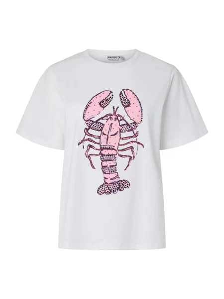 PIECES Tricou lila / roz alb