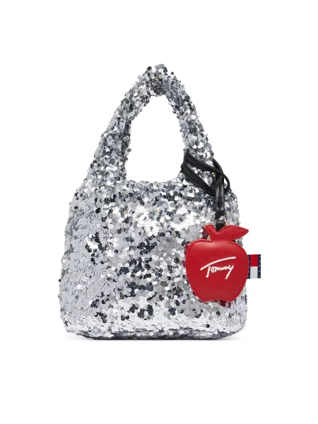 Kabelka Tommy Jeans Tjw Bodega Sequins Shopper Strieborná červená