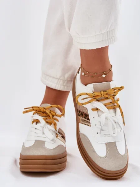 Superge Boto s platformo s potiskom z leopardjim vzorcem bela