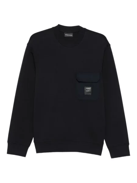 Pulover Emporio Armani cu decolteu rotund albastru